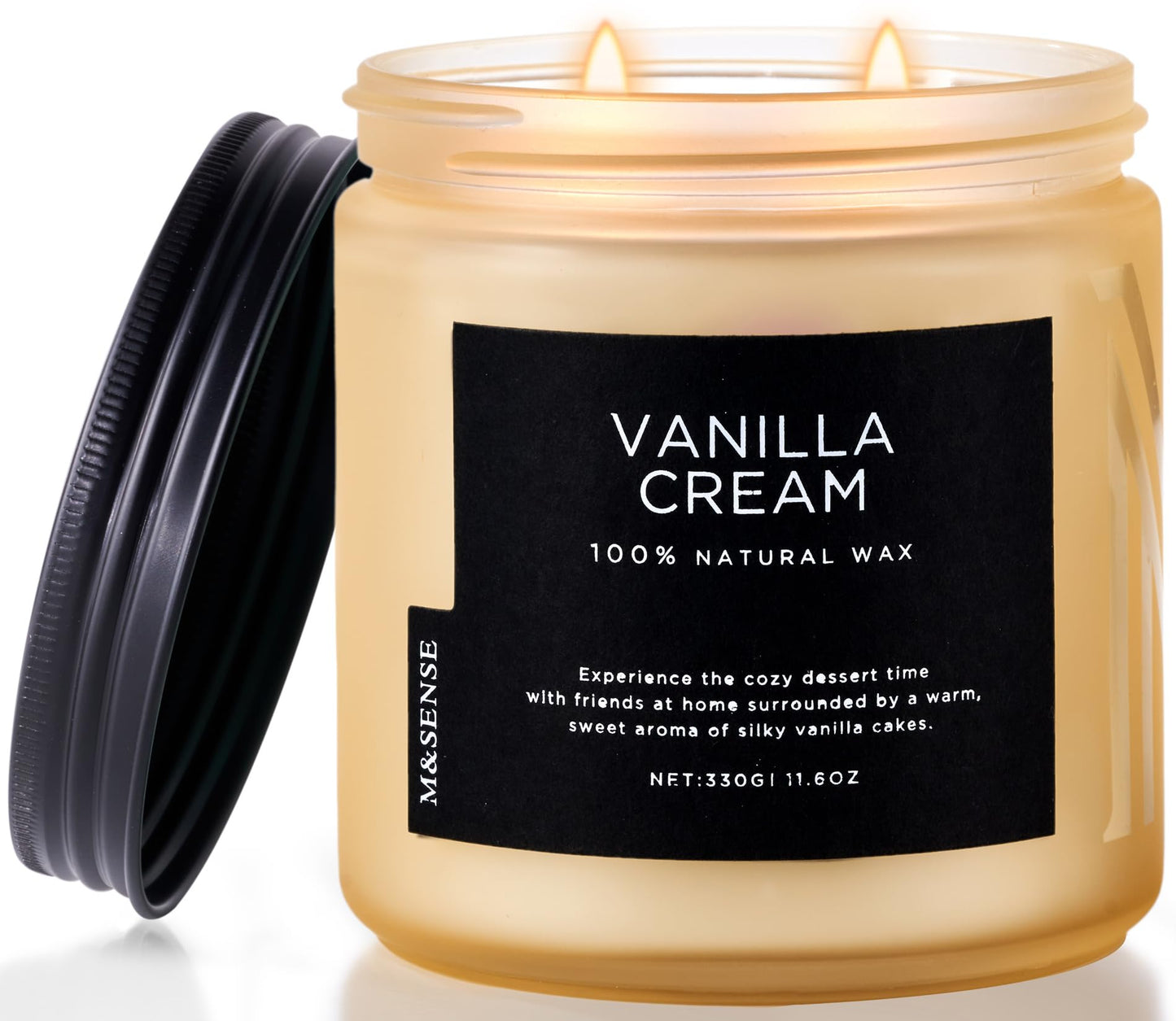 M&SENSE Vanilla Scented Candles for Home, 11.6oz Natural Soy Wax, 70 Hours Long Lasting Clean Burn, Non Toxic Organic Candles, Aromatherapy Smelling for Spa Meditation Relaxation & Family