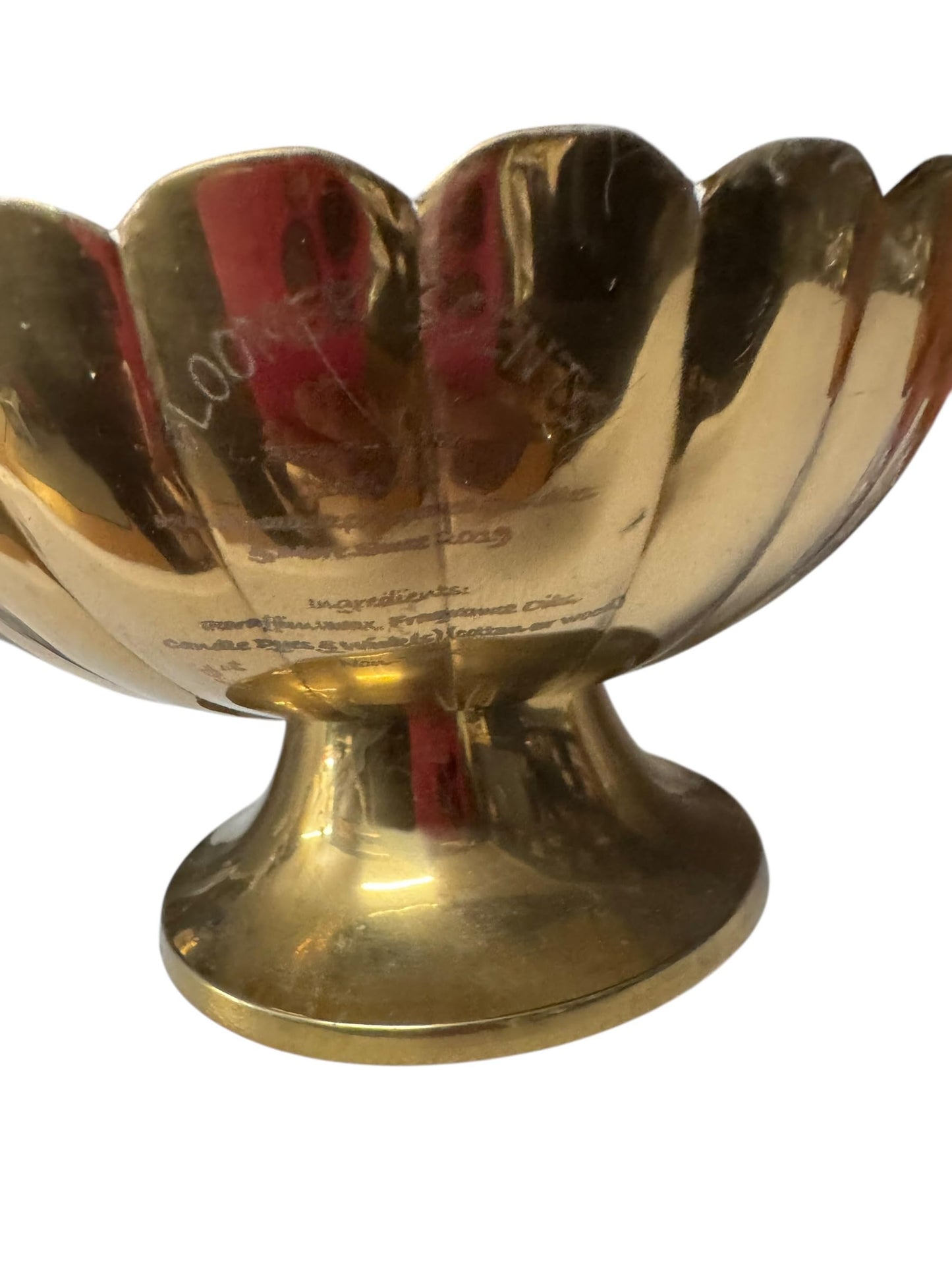 Bloomer Scents Handmade Beach Bum Candle, Repurposed Vintage Brass Scalloped Vessel, Wood Wicks, 18 fl oz