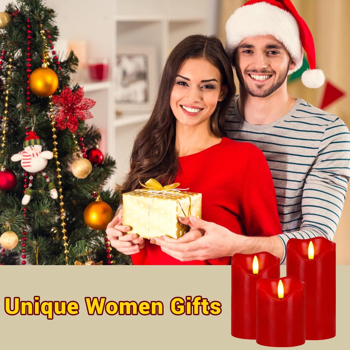 Flickering Flameless Candles, Set of 3 Red LED Candle Light with Remote & Timer, Battery Operated Electric Pillar Candle by Real Wax Dimmable Fake Candles for Valentine's Day Wedding Anniversary (Red)
