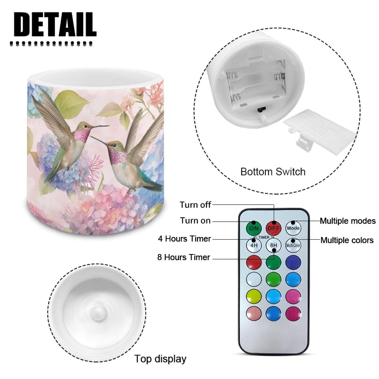 Cozeyat Pastel Bird LED Candles Set of 4 Battery Powered Flameless with Remote Timer Flickering Flame Waterproof for Home Beach Garden