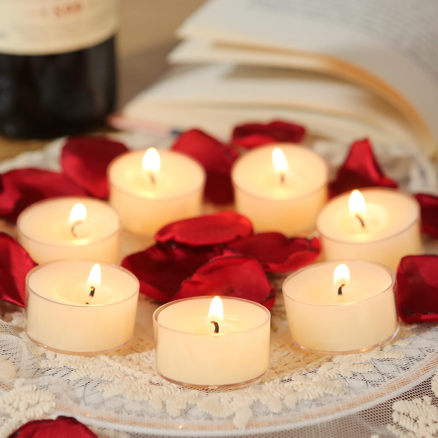 48Pcs White Beeswax Tea Light Candles-4 Hour Burn Time,100% Pure Natural Beeswax-Clean Burning & Air Purifying, Smokeless Bulk Tea Lights for Spa,Meditation,Wedding & Home Decor