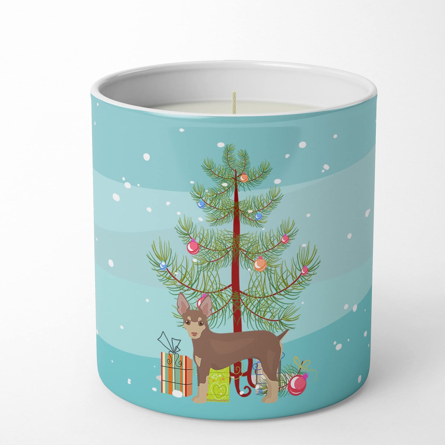 Caroline's Treasures CK3474CDL Miniature Fox Terrier Christmas Tree 10 oz Decorative Soy Candle Nature Soy Wax Essential Oil Home Decor Ideal for Bedroom Kitchen Bath Office Gift, 10 oz