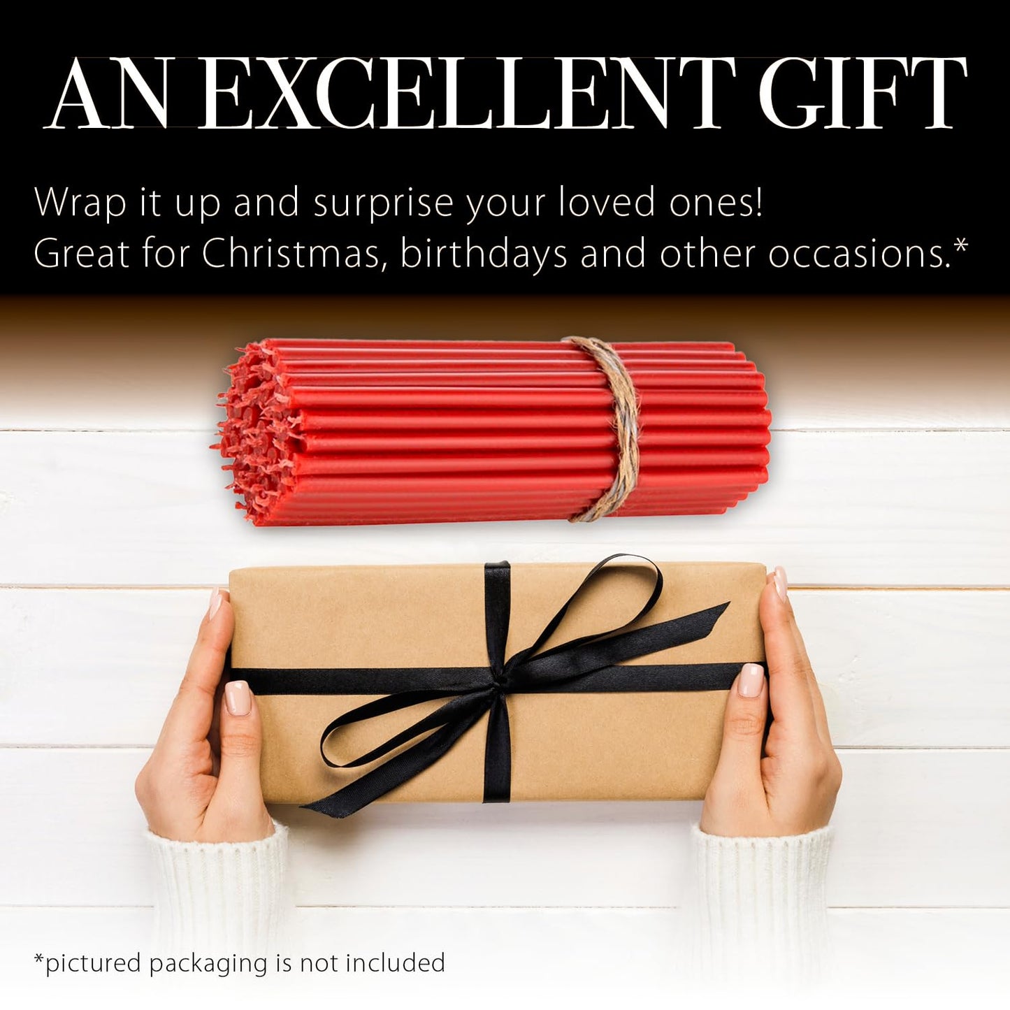 Danilovo Thin Taper Beeswax Candles - No-Drip, Smoke-Less, Tall, Decorative, Honey Scented Candles Ideal for Church Prayer, Rituals, Decor or Birthday – 7.3”x0.24” (Red, 100pcs)