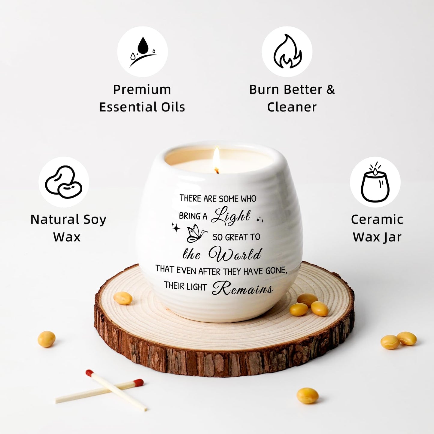 Sympathy Gift for Loss of Loved One,10 Oz Memory Candle for Loss of Loved One, Celebration of Life Decorations Memorial Gifts Bereavement Gift for Loss of Dad Mom,Sympathy Candles in Handmade Jar