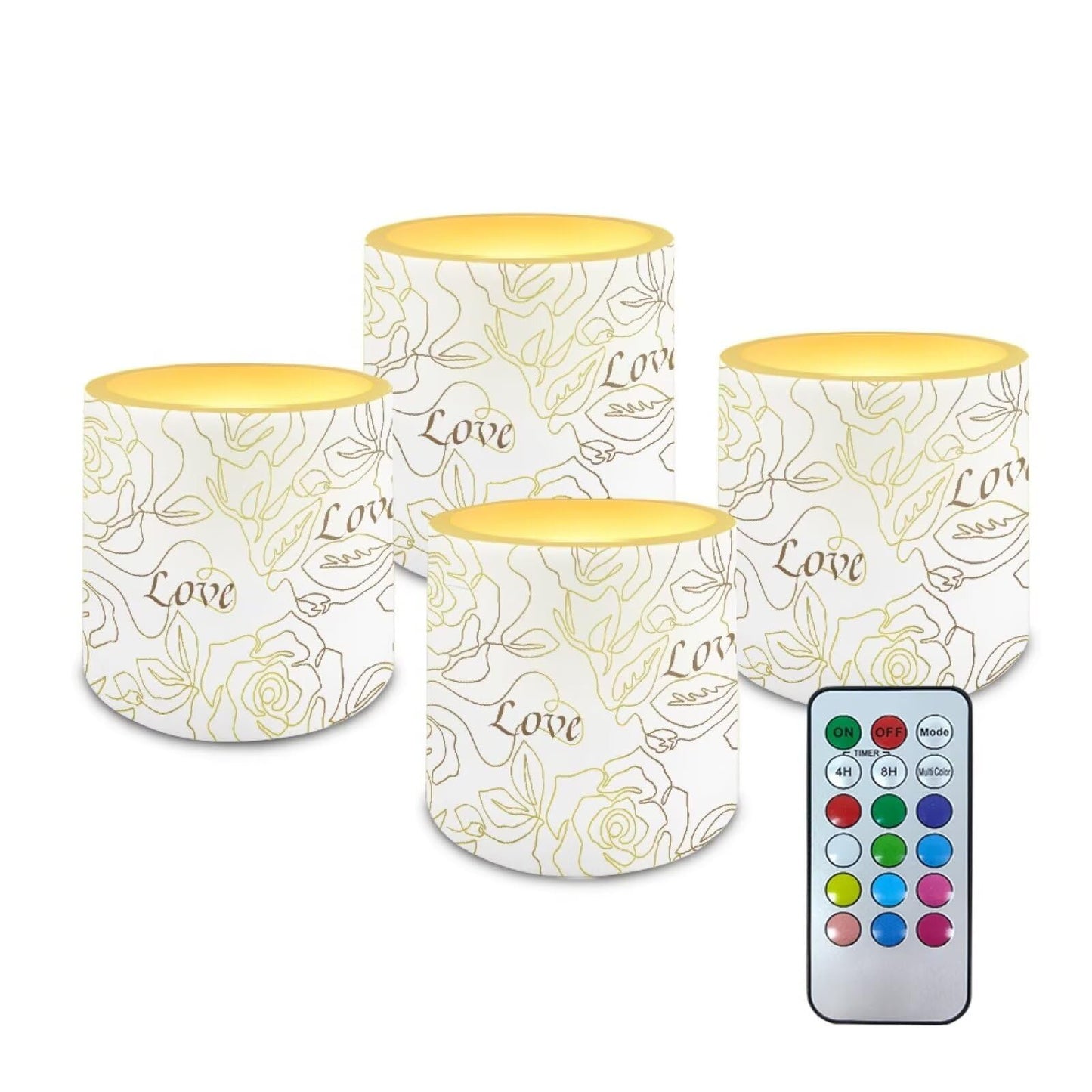 Cozeyat Gold Rose Wedding Reception LED Candles Set of 4 Battery Powered Flameless with Remote Timer Flickering Flame Waterproof for Home Garden Decoration