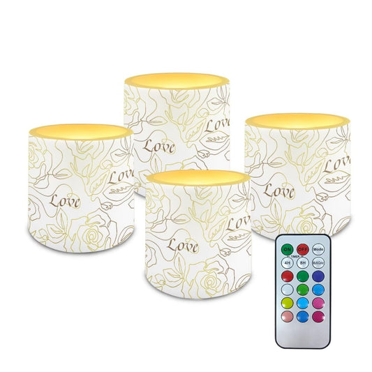 Cozeyat Gold Rose Wedding Reception LED Candles Set of 4 Battery Powered Flameless with Remote Timer Flickering Flame Waterproof for Home Garden Decoration