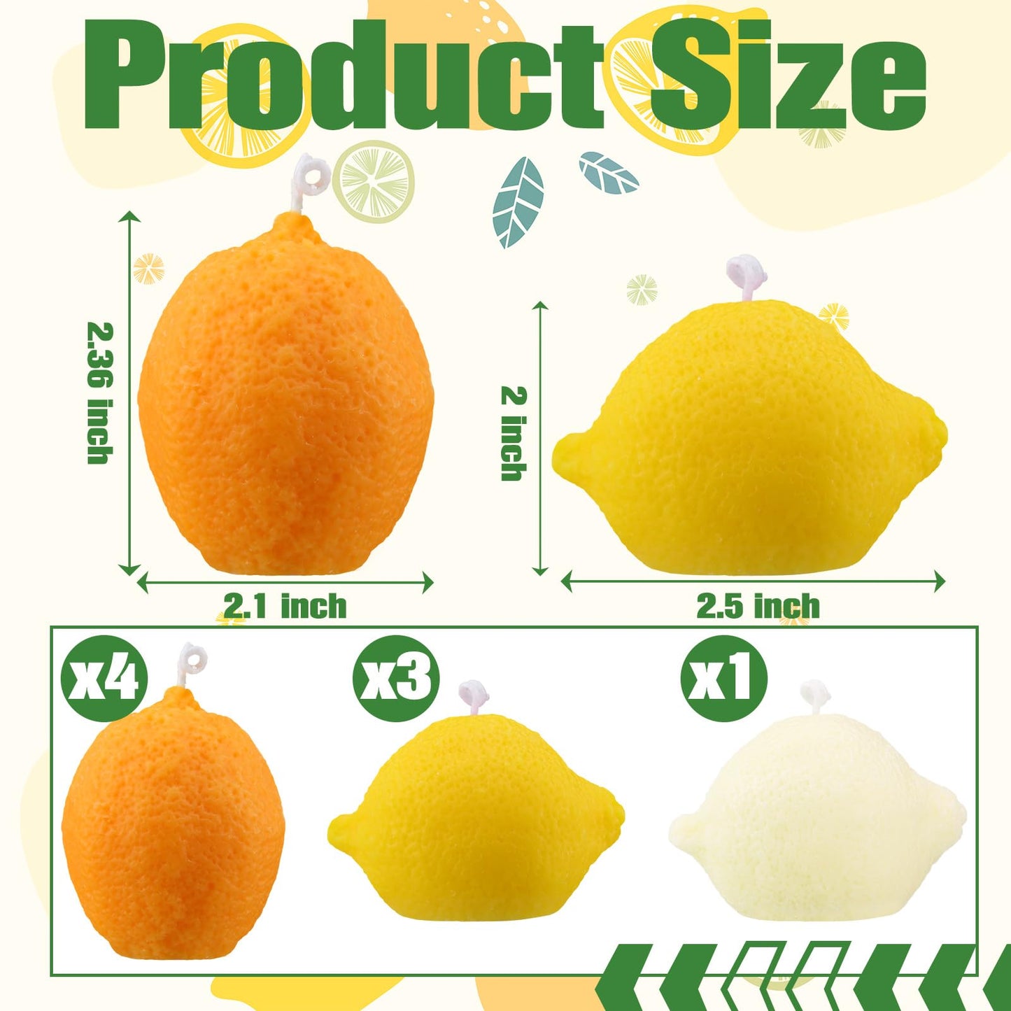 MTLEE 8 Pcs Lemon Shaped Scented Candle Cute Fruit Aroma Soy Wax Decorative Candle Table Photo Prop for Birthday Gift Meditation Mood Boosting Bath Yoga(Orange,Yellow,White)
