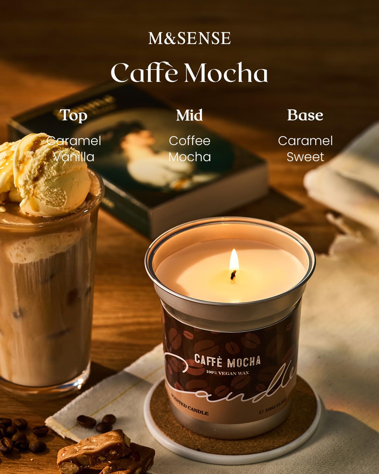 M&SENSE Mocha Coffee Scented Candles 16.2oz