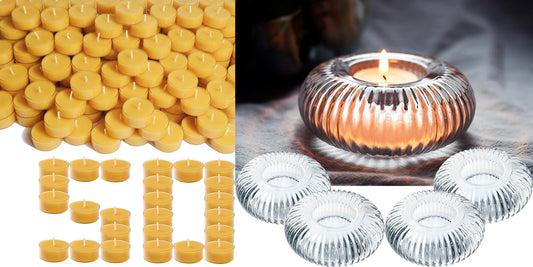 50 Candles +4 Glass Candle Holders