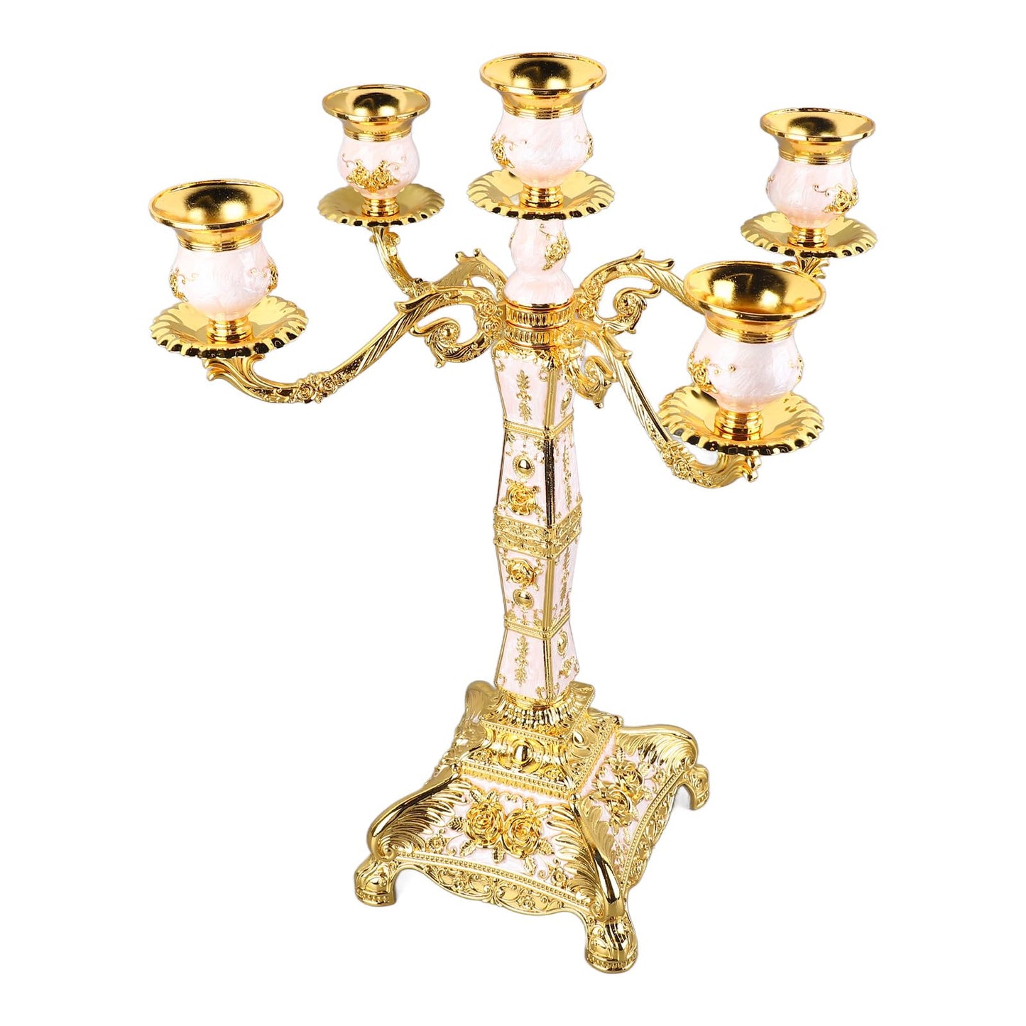 NDNCZDHC Metal Candelabra Candlestick, European Halloween Candlestick Holder, Elegant Candle Candle Holder for Wedding Dining Table Party (5 Arms)