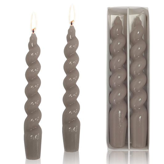 Brown Spiral Taper Candles Twisted Candles H 7.5inch Candles Stick Unscented Dinner Candle Dripless for Home Decor, Relaxation & All Occasions(Brown)