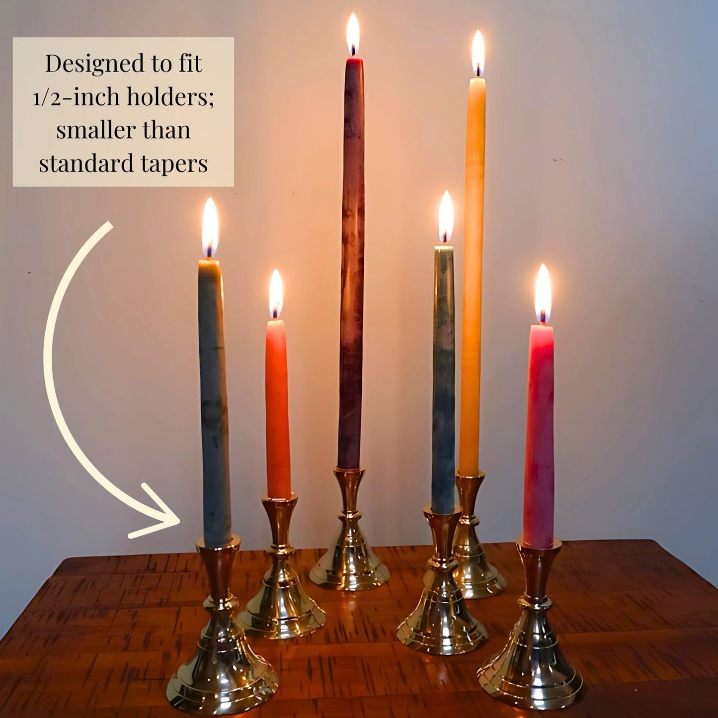 Candlestock Beeswax Taper Candles – 1/2" Diameter, Pure 100% Natural USA Beeswax, Cotton Wick, Dripless, Long-Burning, Handmade in Woodstock- 1 Pair of Half Inch Tapers (Red, 4 Inch)