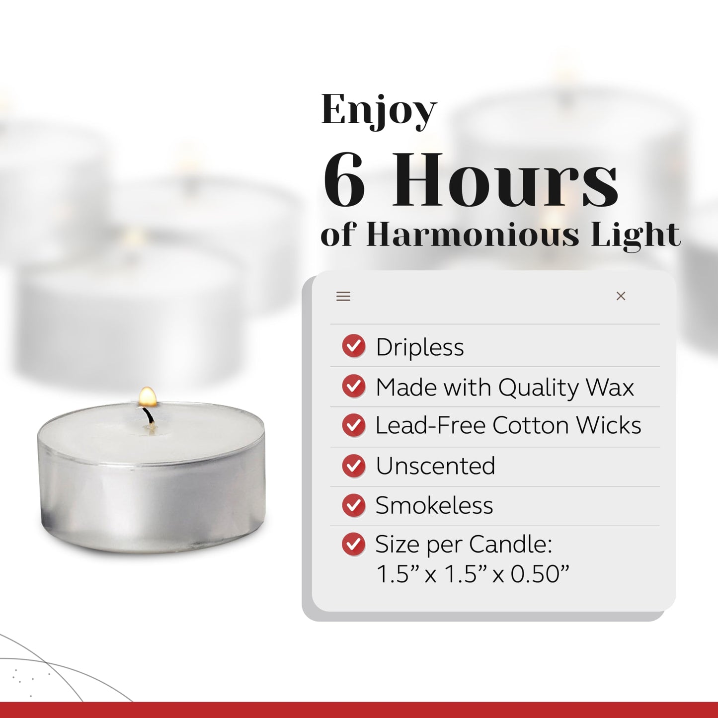 100 Pack Tealight Candles in Metal Cups - Clean White Unscented with 6 Hour Long Burning Time - Votive Candles Bulk for Romantic Dinner, Weddings, Spa & Hotels by PARNOO