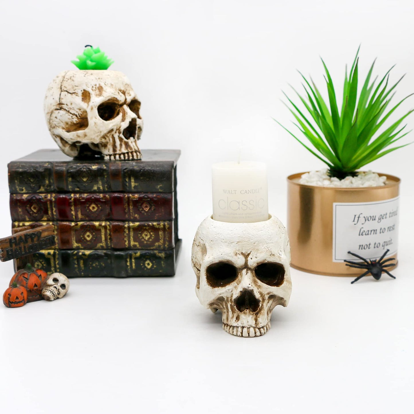 Skull Candle Holder - Gothic Shed Tears Human Skull Tealight Candle Holder Novelty Skull Bone Candlestick Halloween Home Bar Party Tabletop Decor