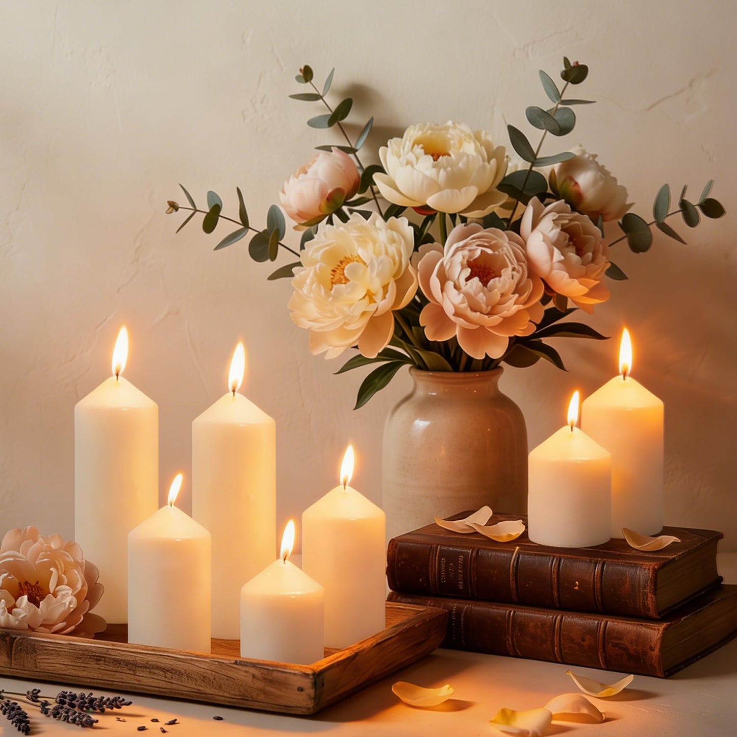HTTBEIZI Pillar Candles Bulk Set - Unscented, Smokeless, Dripless | 3 Sizes (1 Each): 2x3, 2x4, 2x6 Inches | Ideal for Weddings, Christmas & Home Decor (3, Ivory White)
