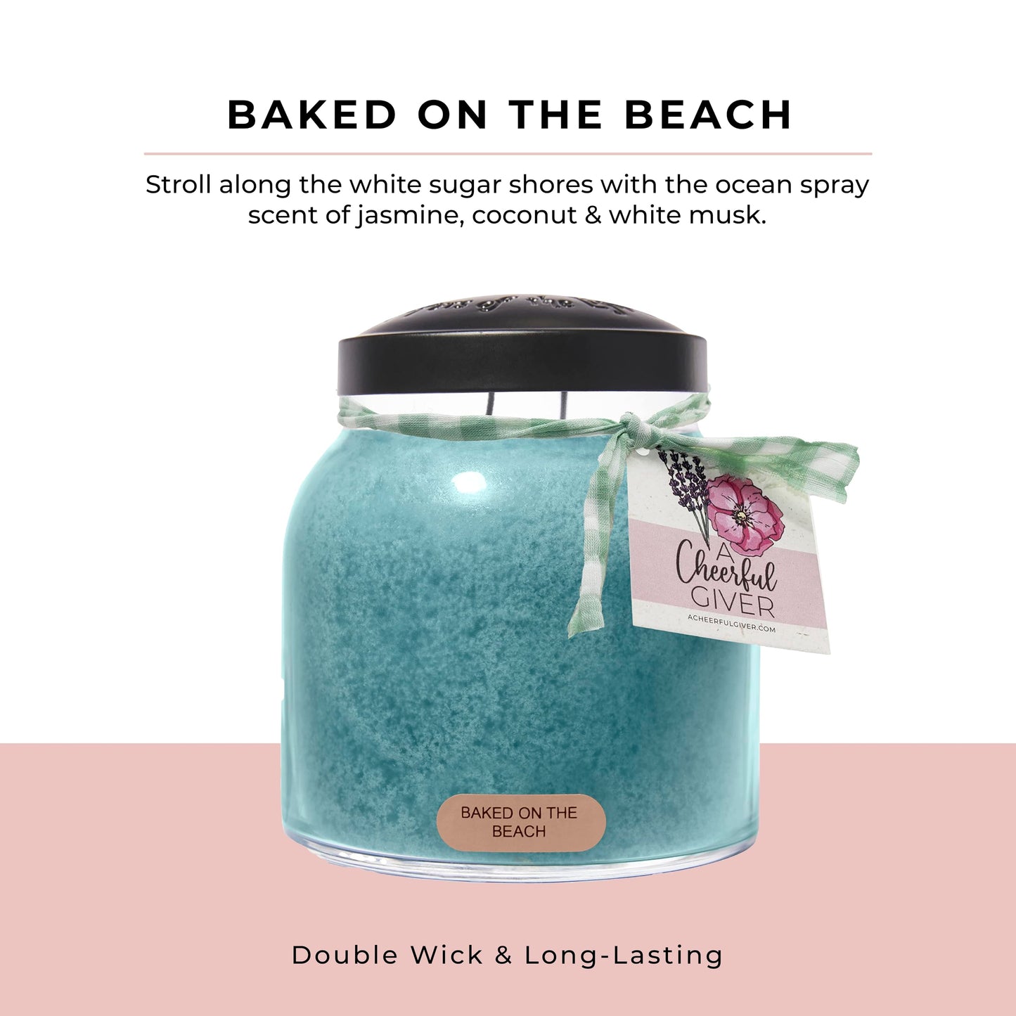 A Cheerful Giver - Baked On The Beach - 34oz Papa Scented Candle Jar with Lid - Keepers of The Light - 155 Hours of Burn Time, Gift Candle, Blue