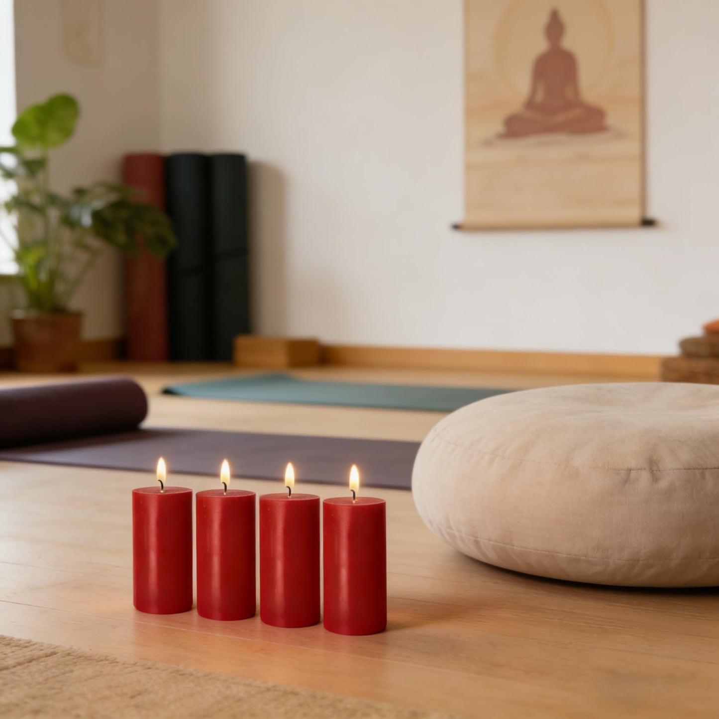 4 Pack Red Pillar Candles, 2x4 Inch, Long-Lasting, Dripless and Smokeless Unscented Candles, Ideal for Home Décor, Parties Weddings and Relaxation