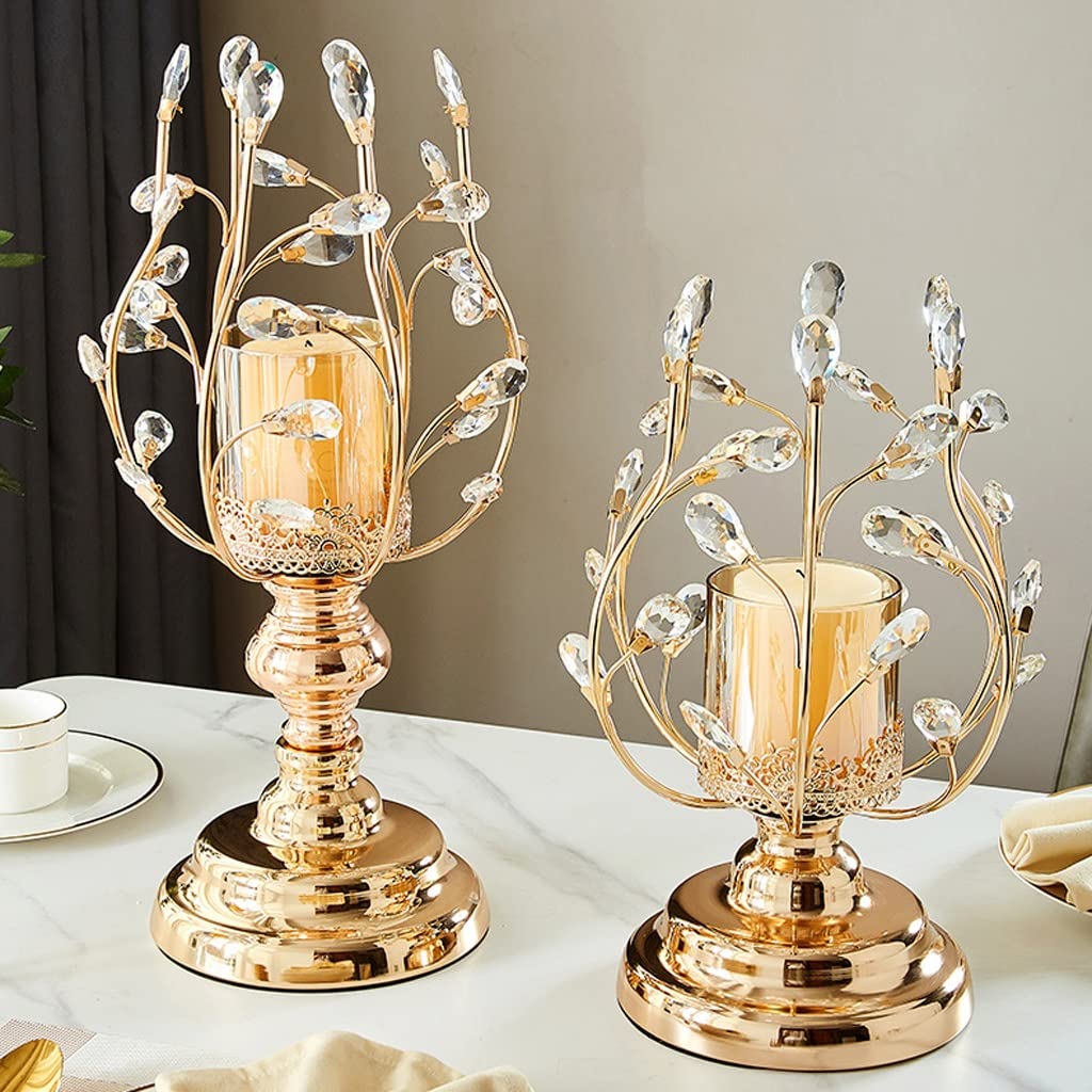 UNNS Candlestick Holder Nordic Crystal Glass Candle Holder Hollow Candle Holder Ornament Suitable for Dinner Living Room Kitchen Dining Room Candle Holders (Size : Small)