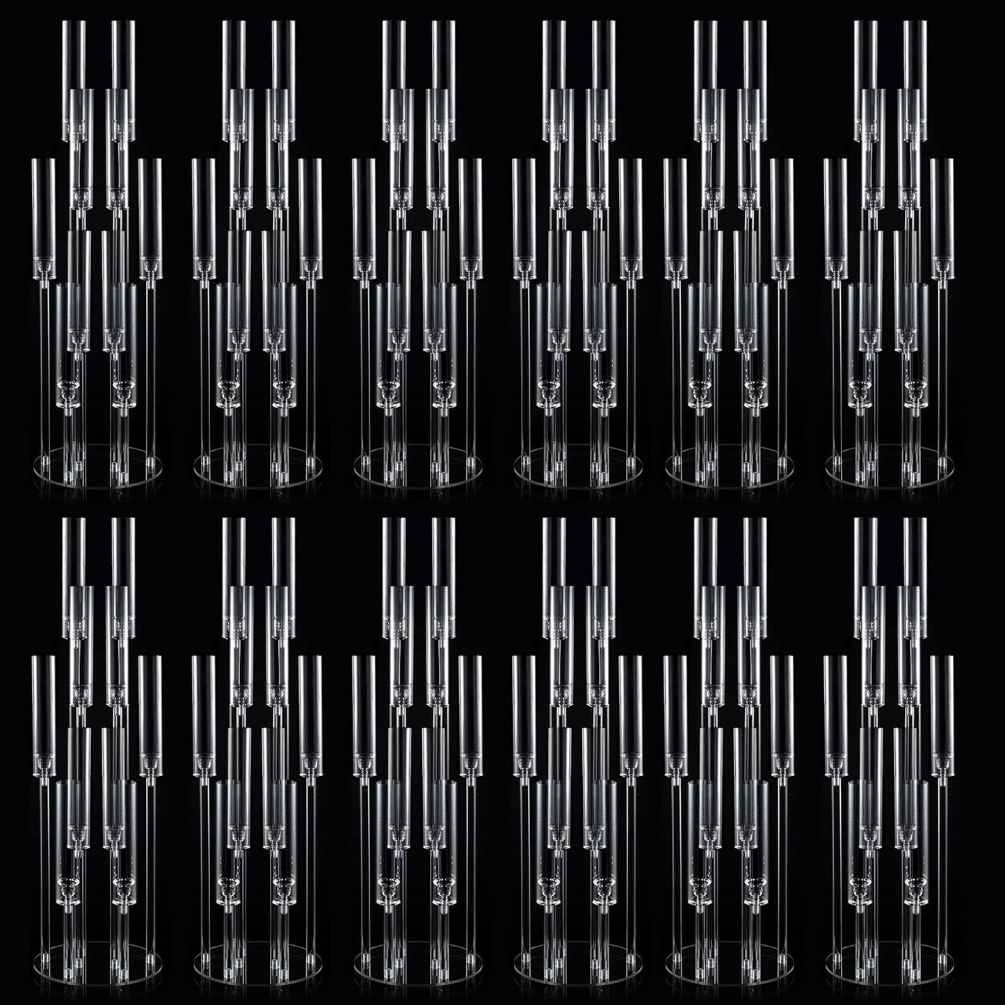 12PCS Acrylic Candle Holder for Party Table Centerpiece,Clear Acrylic Candelabra Centerpiece for Wedding Christmas Baby Shower Event Candles,Fit 0.8" LED Candles