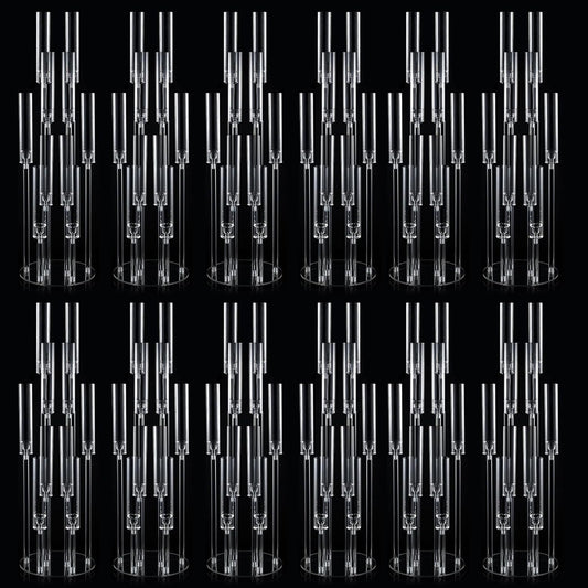 12PCS Acrylic Candle Holder for Party Table Centerpiece,Clear Acrylic Candelabra Centerpiece for Wedding Christmas Baby Shower Event Candles,Fit 0.8" LED Candles