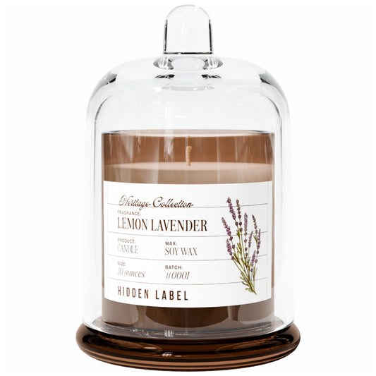 Hidden Label Lemon Lavender Scented Candle - 10oz Non Toxic Candles for Home Scented with Clear Bell Jar, Natural Soy Wax Clean Burning Aromatherapy Candle for Spa/Meditation & Stress Relief Gifts