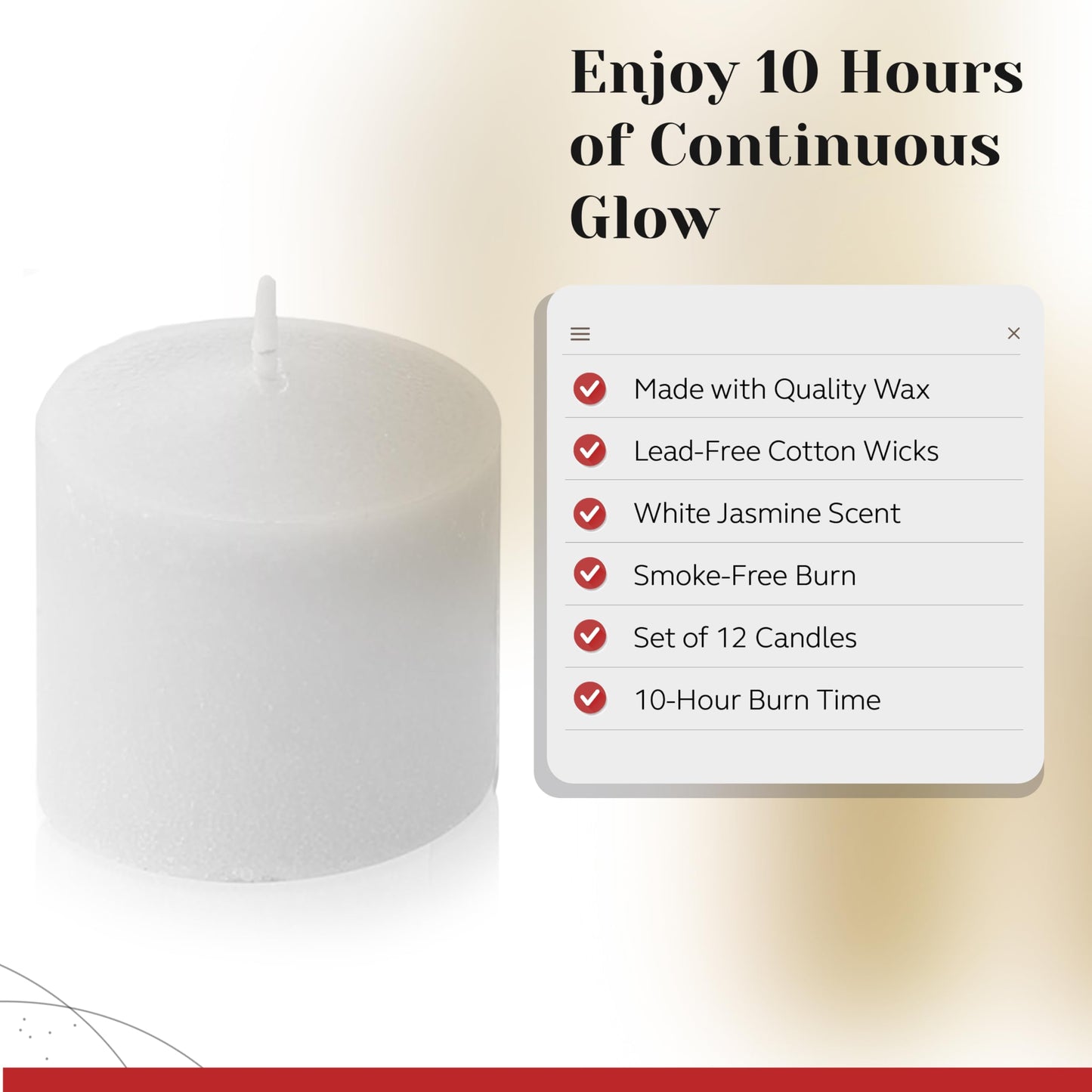 White Jasmine Scented Votive Candles, Set of 12-1.25" Wax Candles for Home, Scented 10 Hour Burn Time - Aromatherapy, Spa Ambiance, Table Centerpieces & Home Décor