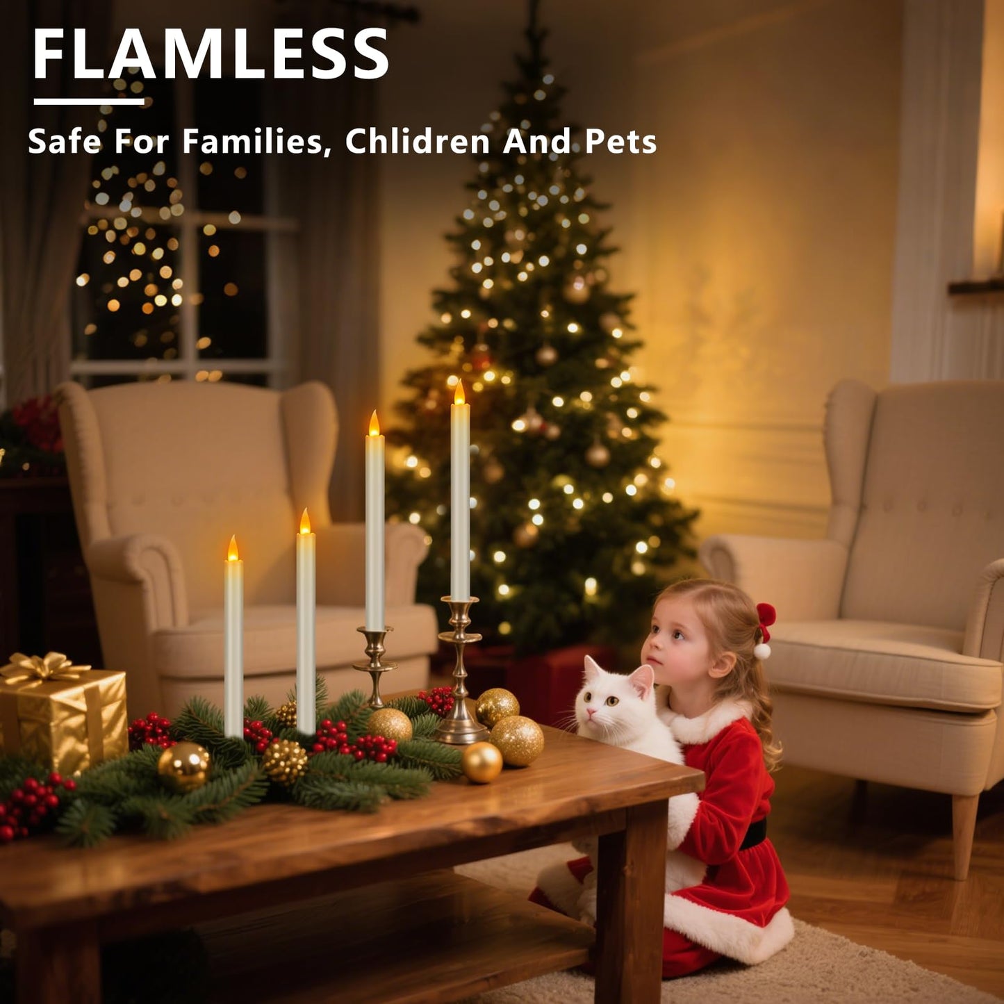 wemarry 10" Flameless Taper Candles with Remote, Electric Led Candlesticks, Plastic Tall Taper Candles Battery Operated with Flickering Flame for Halloween Christmas Wedding Home Décor(Ivory, 12 Pack)