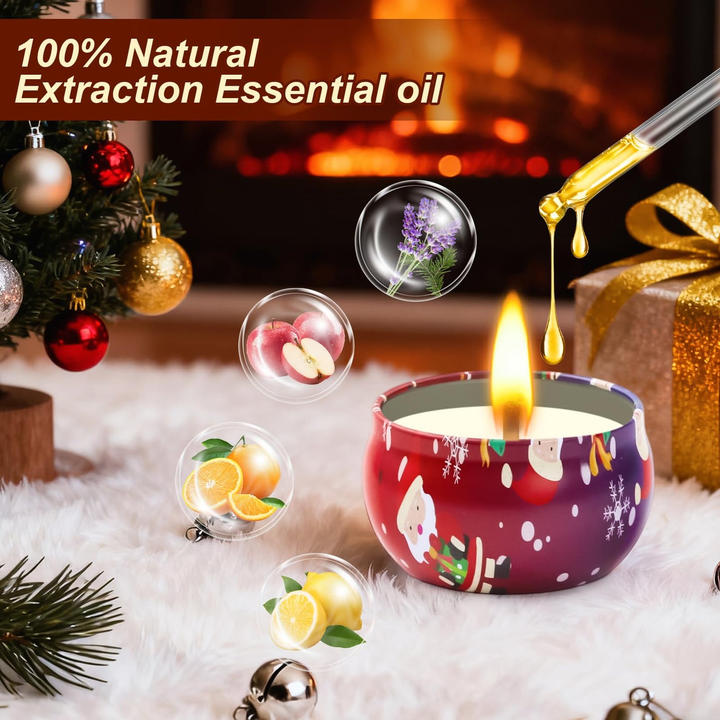 Christmas Scented Candle Gift 12 Pack, Christmas Candles for Home Scented, 100% Natural Soy Wax Long Lasting Jar Aromatherapy Candle Gifts for Mother's Day