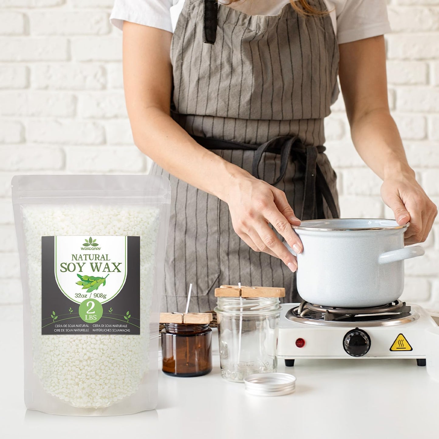 Soy Wax, Waxcanpy Natural Soy Wax for Candle Making, Organic Candle Wax from Farm, No Additives, Harmless and Pure (5lb)