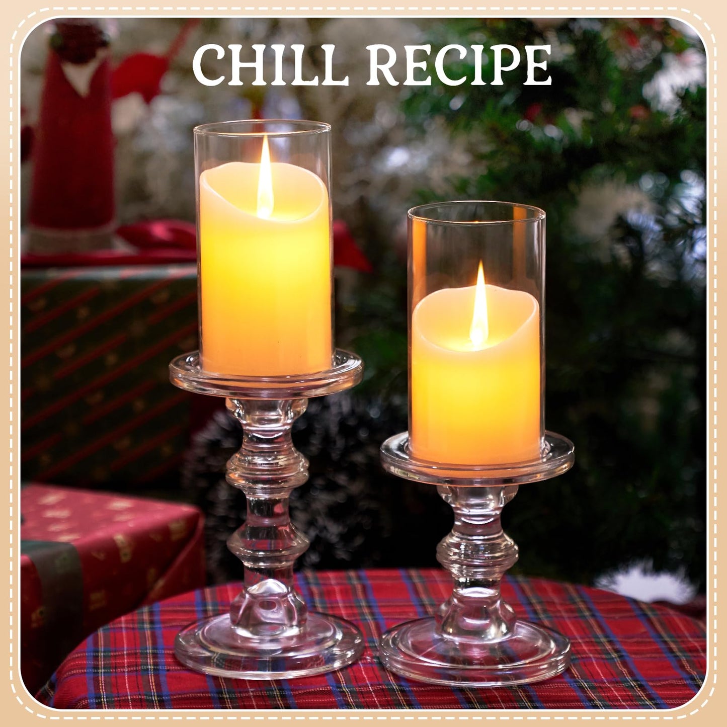 CHILL RECIPE Glass Candle Holder Set of 3, Big Heavy Tall Crystal Candlestick Holder for Pillar Candles Taper Candles, Christmas Decoration Wedding Table Dinning Church Centerpiece