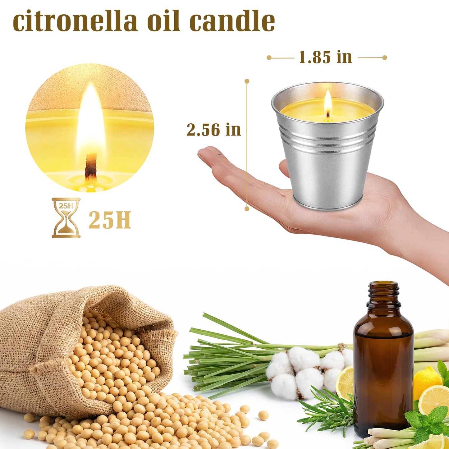 Citronella Candles Outdoor,8 Pack Soy Wax Citronella Candles (Total 40oz),Single Wick Patio Candle,200+ Hour Total Burn Time for Camping,Picnic,Backyard & Balcony