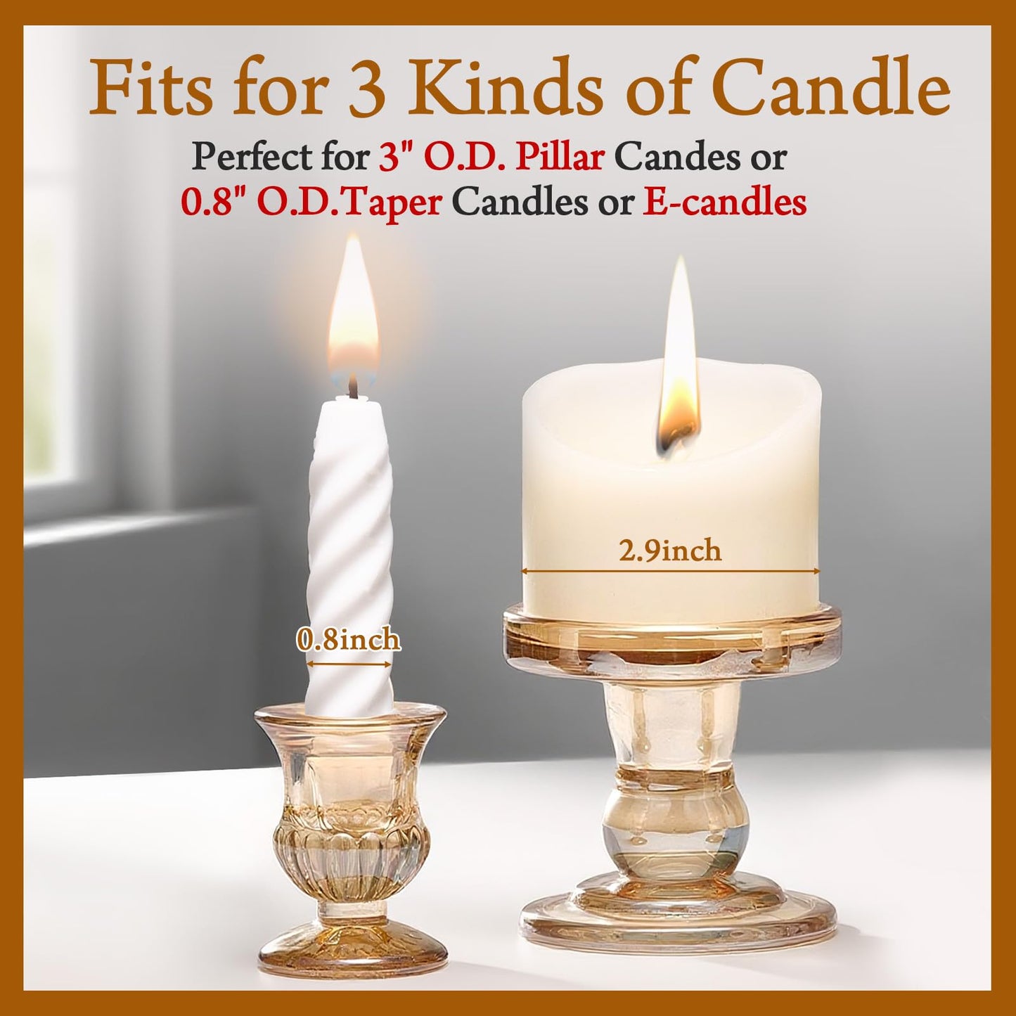 CHILL RECIPE Unity Candle Holders Glass Candlestick Holders for Pillar Candles Taper Candles, Crystal Taper Candle Holders for Weddings Table Centerpiece Dinning(Gold)