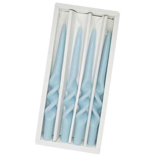 Blue Spiral Taper Candle Unscented Long Candle Twisted Candlesticks for Wedding Party Dinner Home Decoration