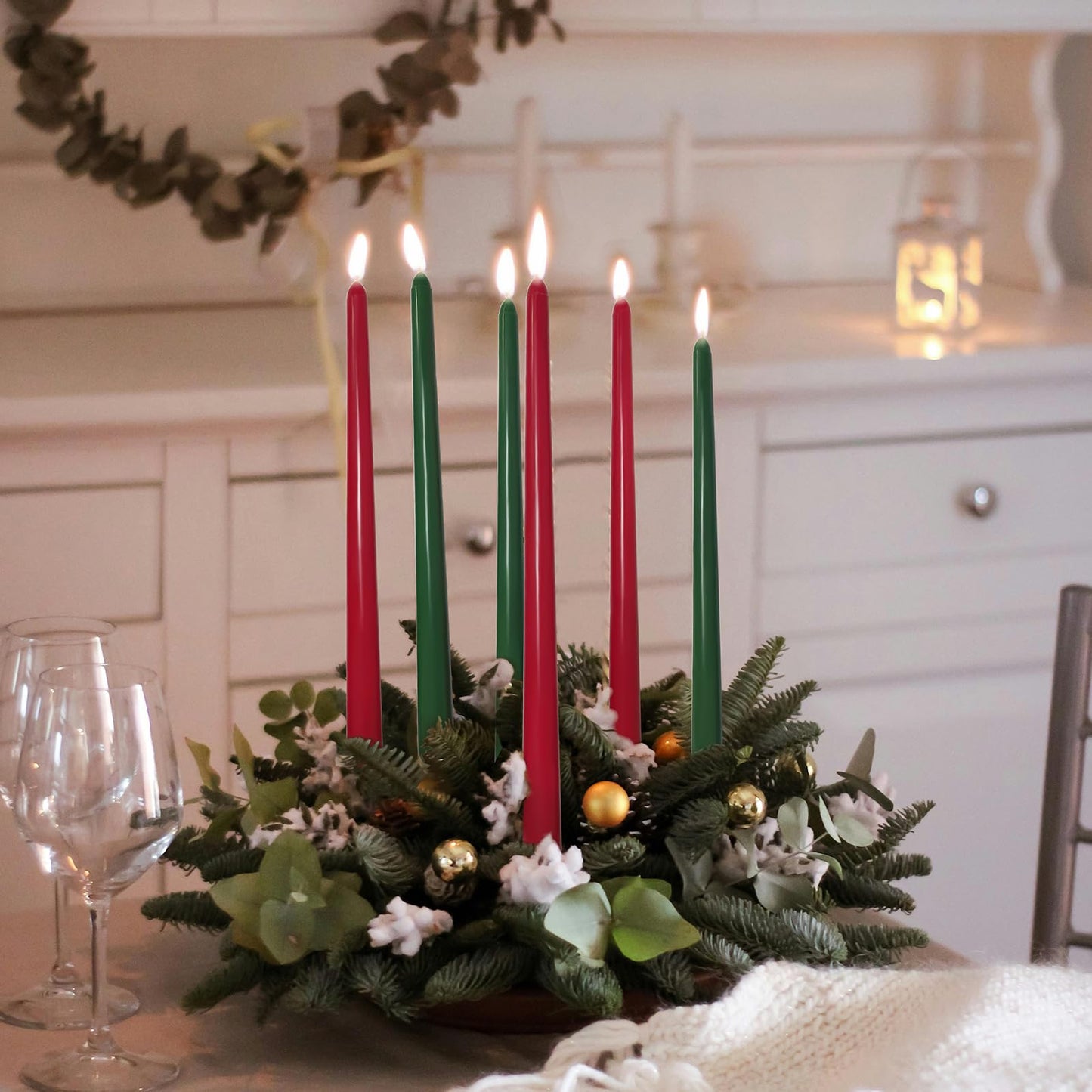 Christmas Taper Candles Unscented Tapered Candlesticks Red Candle Sticks for Table Centerpiece Kitchen Home Porch Patio Decor