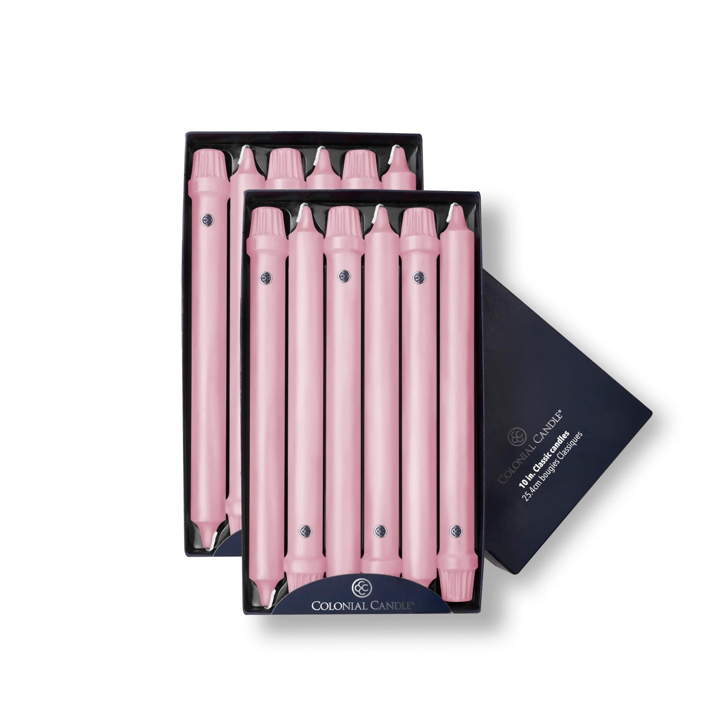 Colonial Candle Unscented Taper Candle, Classic Collection, Persian Pink, 10 in, Pack of 12 - Up to 8 Hours Burn
