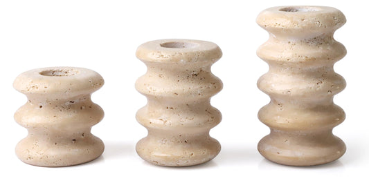 Vixdonos Natural Stone Candle Holder Set of 3 Taper Candle Candlestick Mantle Candle Stand for Home Decor,Wedding,Party and Table Centerpieces(White)