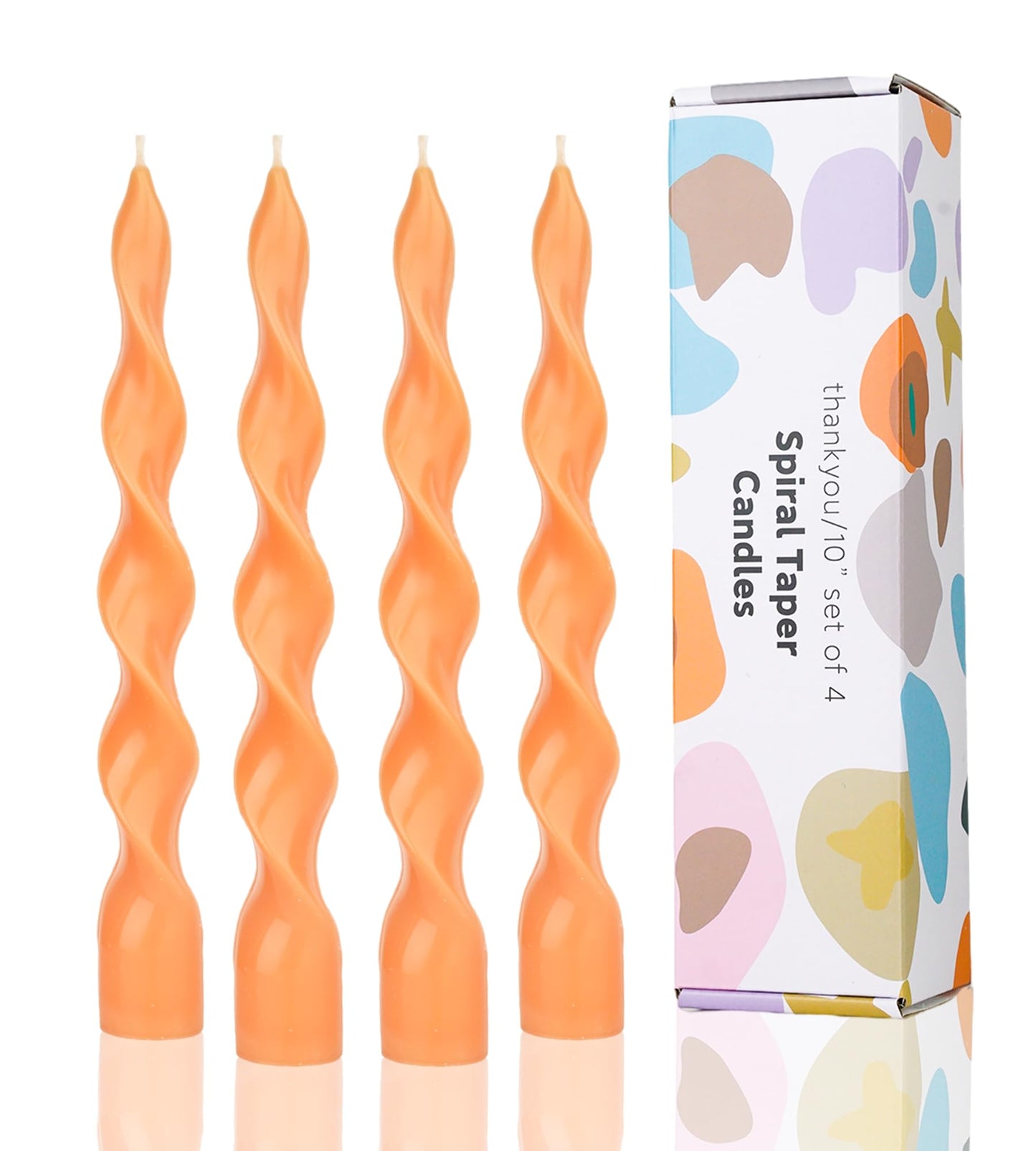 LPUSA 9.8'' Halloween Spiral Taper Candles,Handmade from Vegan Soy Wax for Holiday Wedding Party Home Dinner Decoration Party and Any Occasion(Orange)