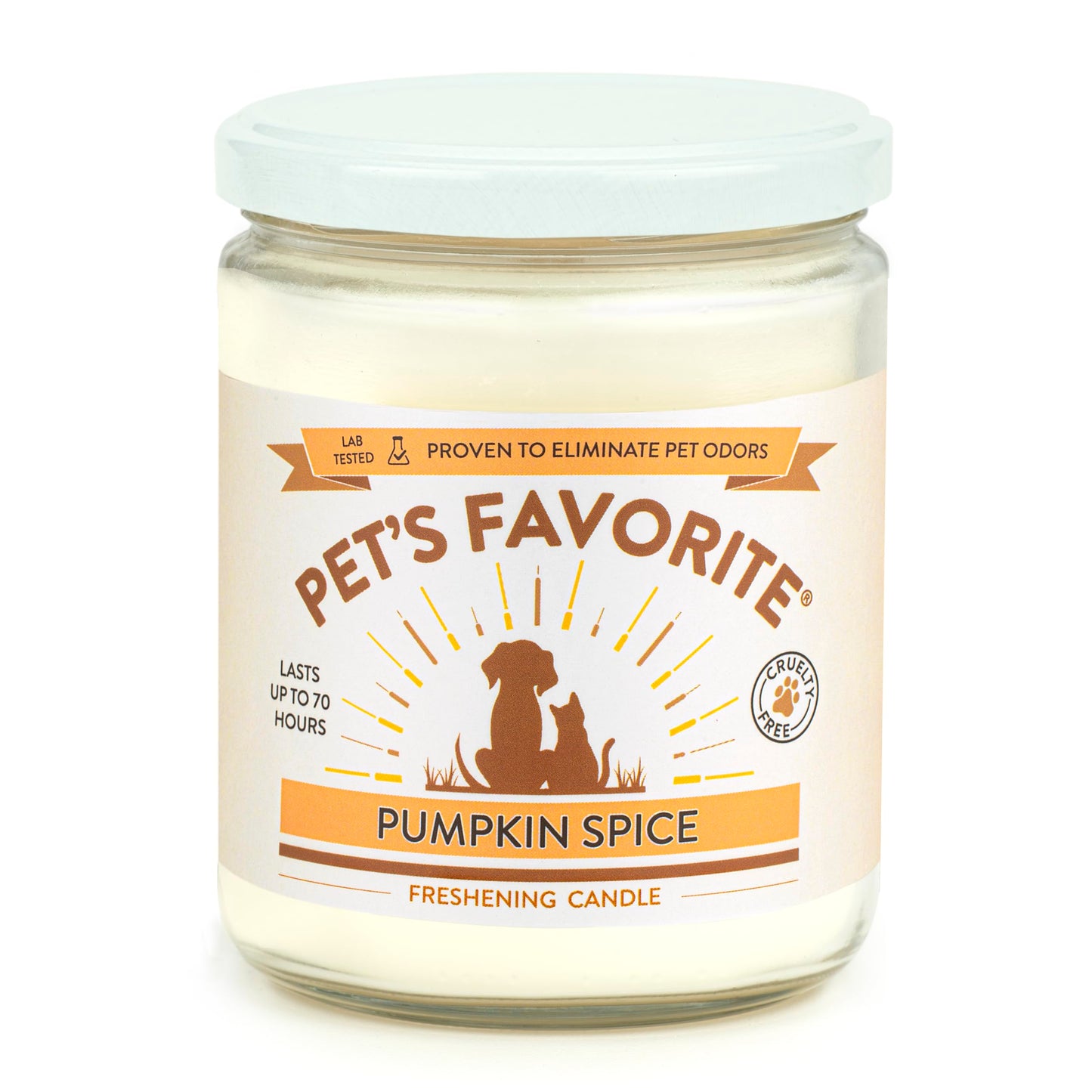 Pet's Favorite Air Freshener Candles, Clean Burning Pet Friendly Candles with a Natural Fiber Wick and 70 Hour Burn Time, Pumpkin Spice Pack of 1
