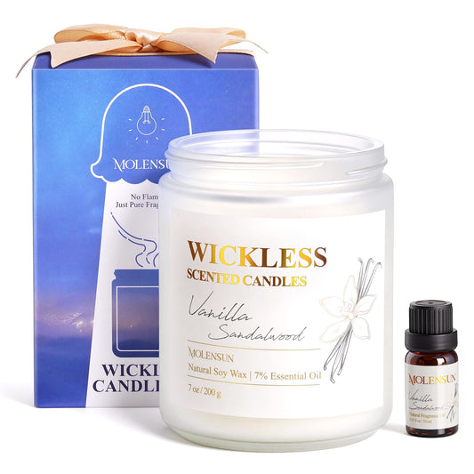 Vanilla Sandalwood Wickless Candle for Candle Warmer Lamp with 10ml Essential Oil for Custom Aroma, Flameless Non-Toxic Soy Scented Candle for Home, Monter's Day or Birthday Gifts for Women & Men