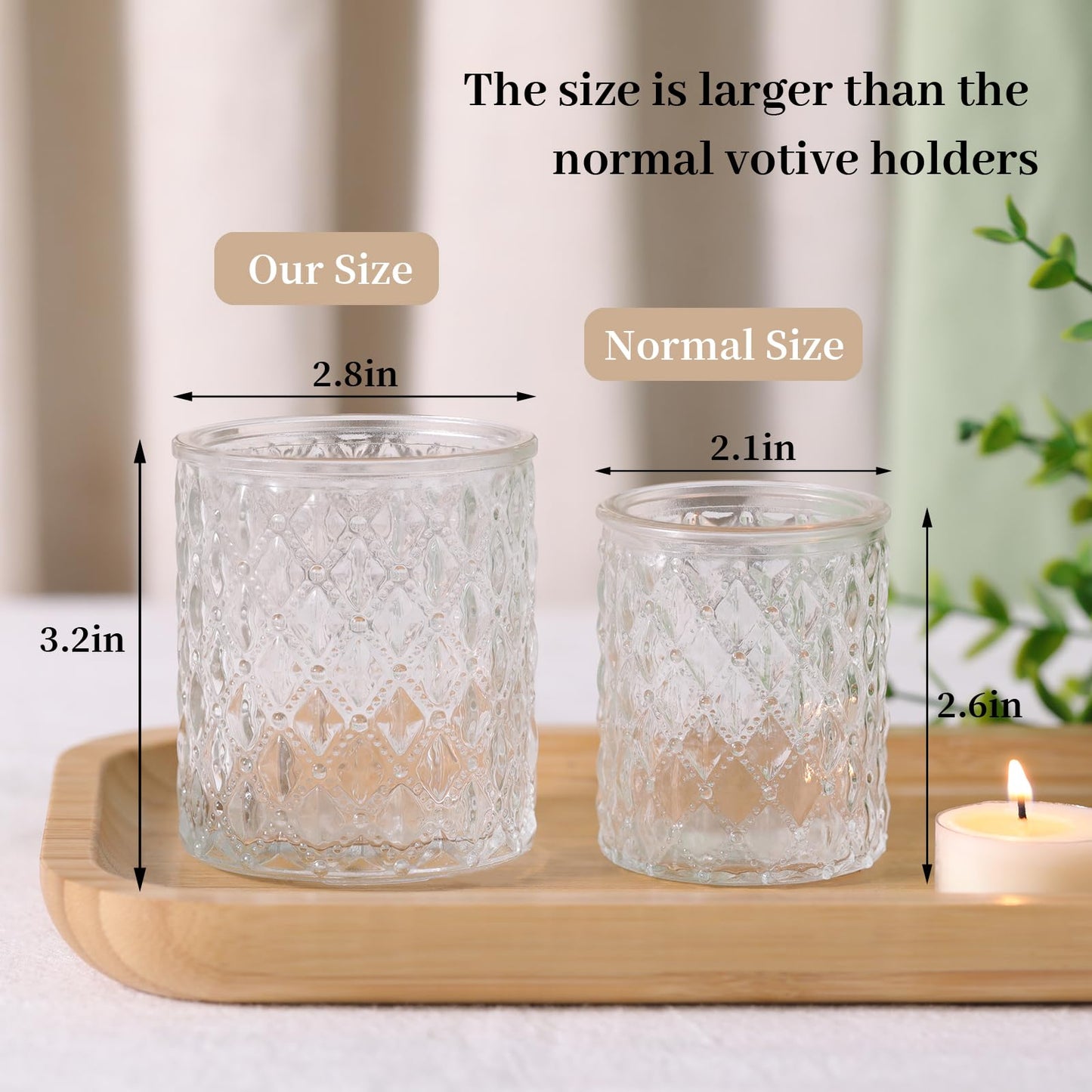 MATAHUM 12 Pcs Large Votive Candle Holders 2.8 * 3.2 inch Clear Tea Light Candle Holders Glass Candle Holder for Bridal Shower, Wedding, Table Centerpiece, Party, Home Decor
