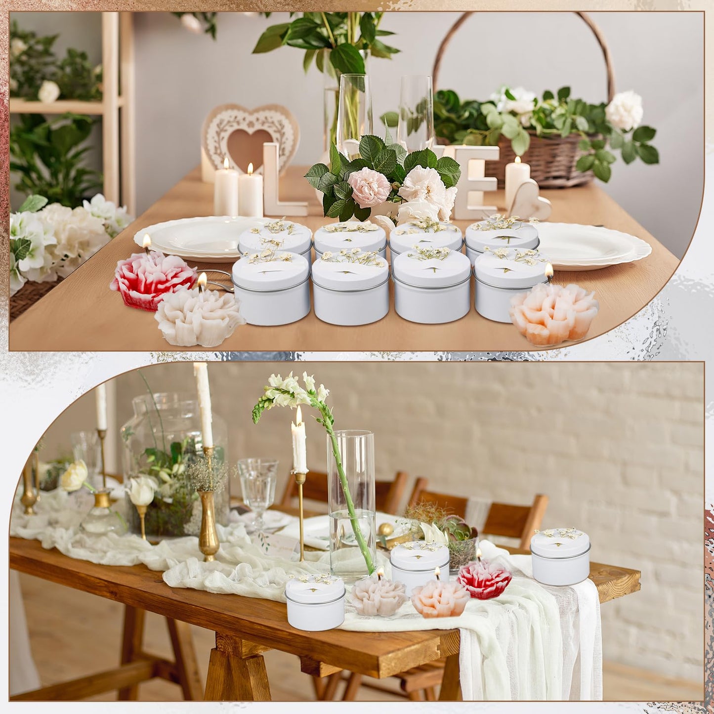 Threlaco 12 Pcs Flower Candles Scented Bridesmaid Gift Set Soy Wax Aromatherapy Candles Bulk for Wedding Bridal Shower Home Guests Women Valentines Mothers Day Anniversaries Favor(Mixed Color)