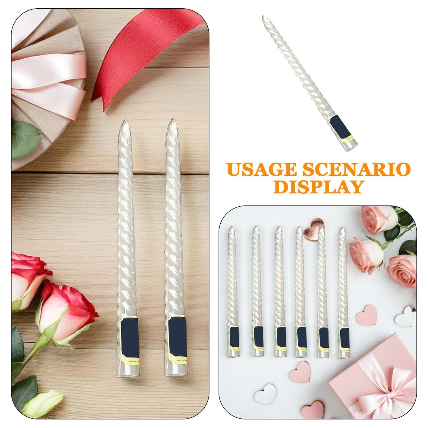 VOSAREA 6pcs White Long Taper Candles Made of Paraffin with Smoke-Free and Long Burning Features European Style Rod Candles for Weddings and Home Decor