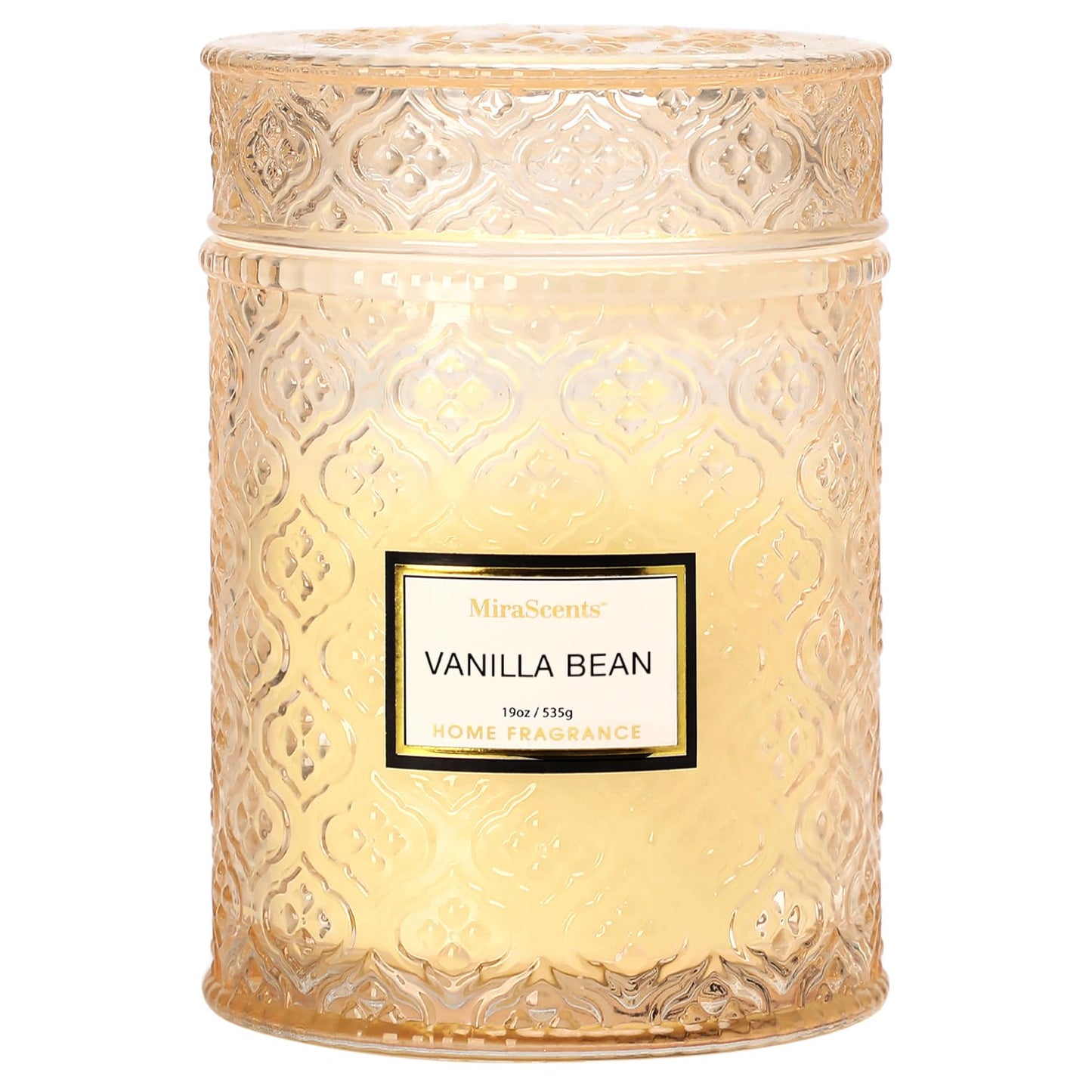 Vanilla Bean Candle, Large Decorative Glass Candle 19oz, Luxury Soy Wax Scented Candle Gift for Women, Home Fragrance for Living Room