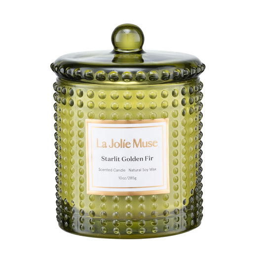 LA JOLIE MUSE Starlit Fir Pine Scented Candle for Home | Balsam & Cedarwood | Christmas Winter Holiday | Non Toxic Natural Soy | Green Jar Candle | Luxury Gifts for Women & Men | 55 Hrs