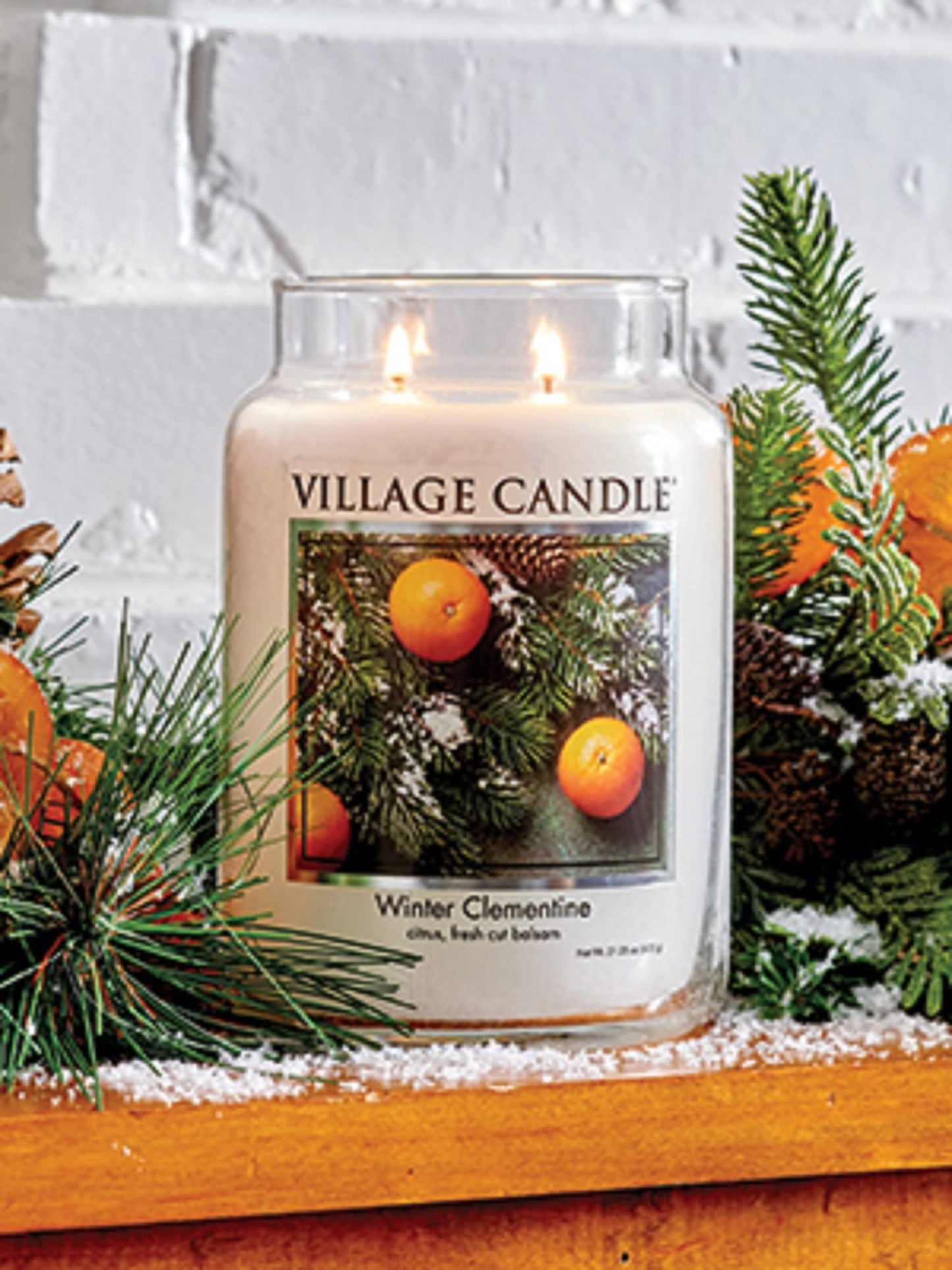 Village Candle Winter Clementine Large Apothecary Jar, Scented Candle, 21.25 oz.