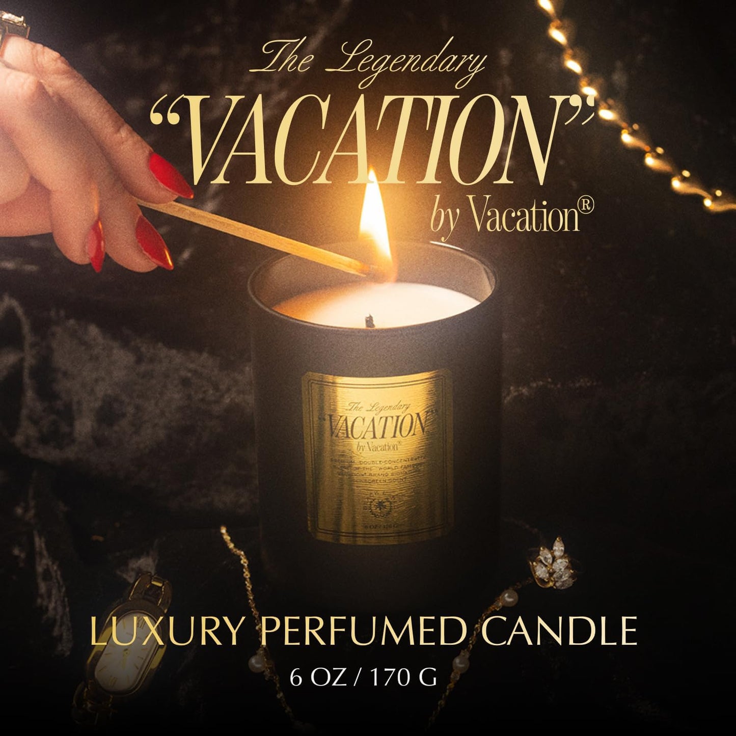 VACATION Perfume Scented Candle by Vacation Sunscreen – Coconut Vanilla, Premium Soy Wax, 50-Hour Burn, Luxury Home Fragrance Gift, Enhanced Design & Formula, 6 oz