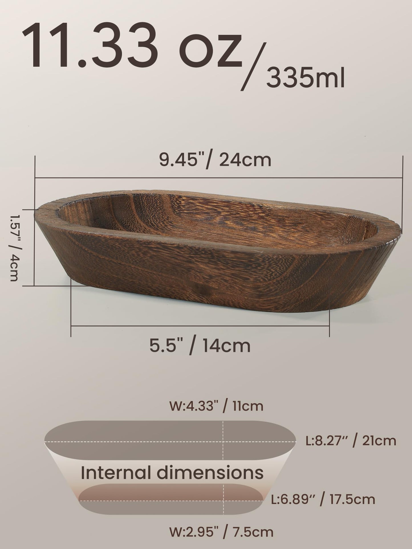 Duseu 6 PCS Wooden Dough Bowls for Candle Making, 9.45 x 5.5 x 1.57 inch Rustic Dough Bowls Bulk for DIY Crafts Farmhouse Supplies Decoration, Brown