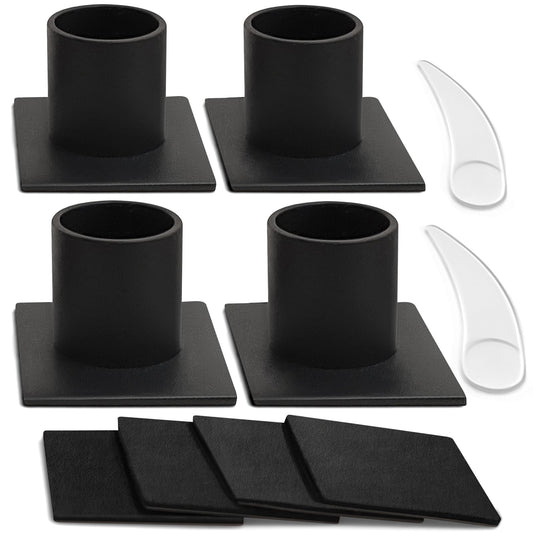 Iron Taper Candle Holder - Set of 4 Black Metal Candlestick Holders for Home Decor, Wedding, Housewarming, Birthday, Candle Stand Made in Unique Blend of Farmhouse and Antique Styles