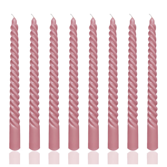 10 Inch 8 Pack Raspberry Pink Spiral Taper Candles for Dinner Home Decor Wedding Shower Christmas Candlesticks, Baby Shower, Birthday Party Candles