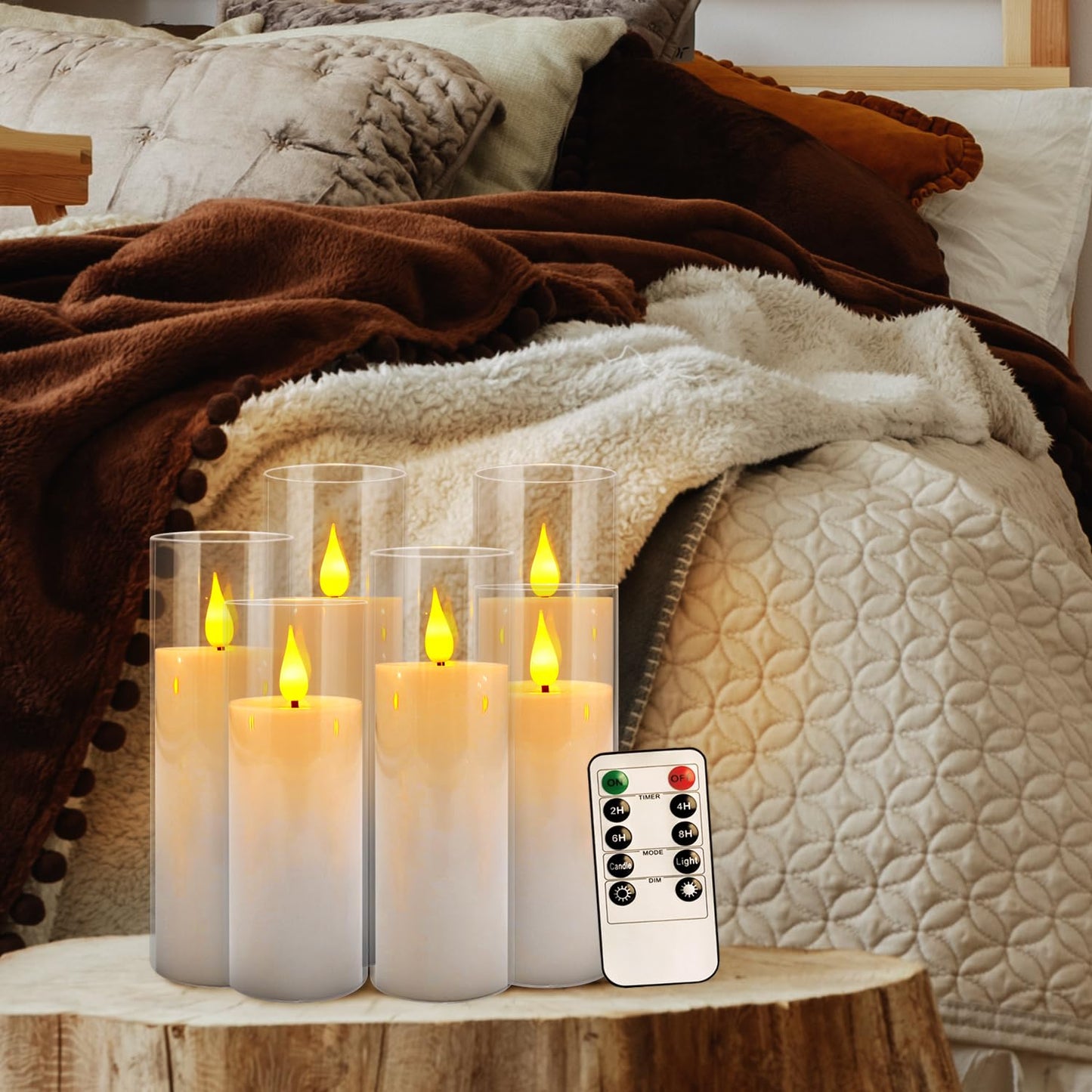 Aamdkcyu 24-Pack Premium Flameless LED Candles - Elegant White & Clear Acrylic Pillar Design with Realistic Flickering Flame, Remote Control & Timer for Weddings, Christmas, Halloween & Home Decor